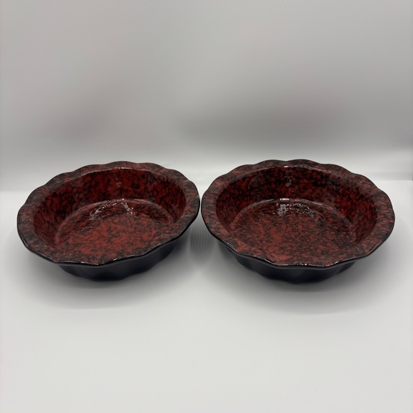 Ceramic Small 6.7” Round Baking Pie Casserole Dish Set Of 2 - Red - Picture 7 of 10